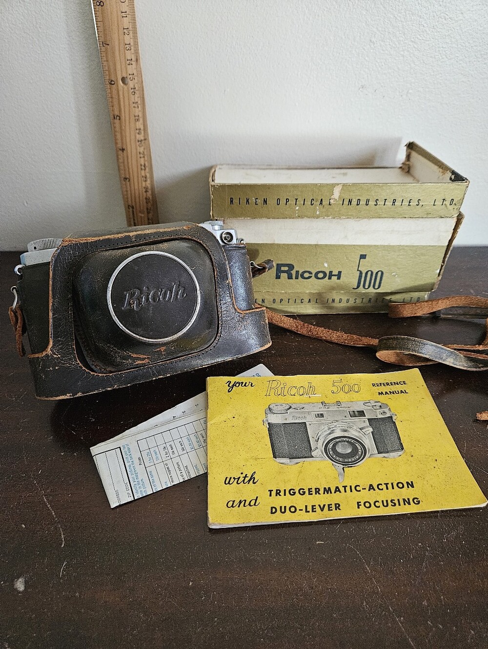 Vtg 1957 Ricoh 500 Rangefinder 35mm Camera Set W/ Original Box & Manual AS-IS
